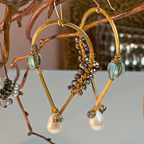 ANTHROPOLOGIE Custom Semi Precious Gemstone Earrings - Picture 3 of 5